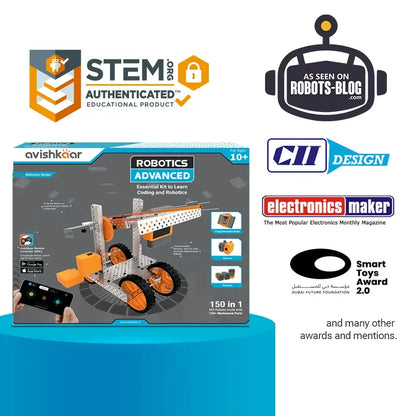 Avishkaar Robotics Advanced Kit | 150-Model STEM Coding & Robotics Set for Ages 10+
