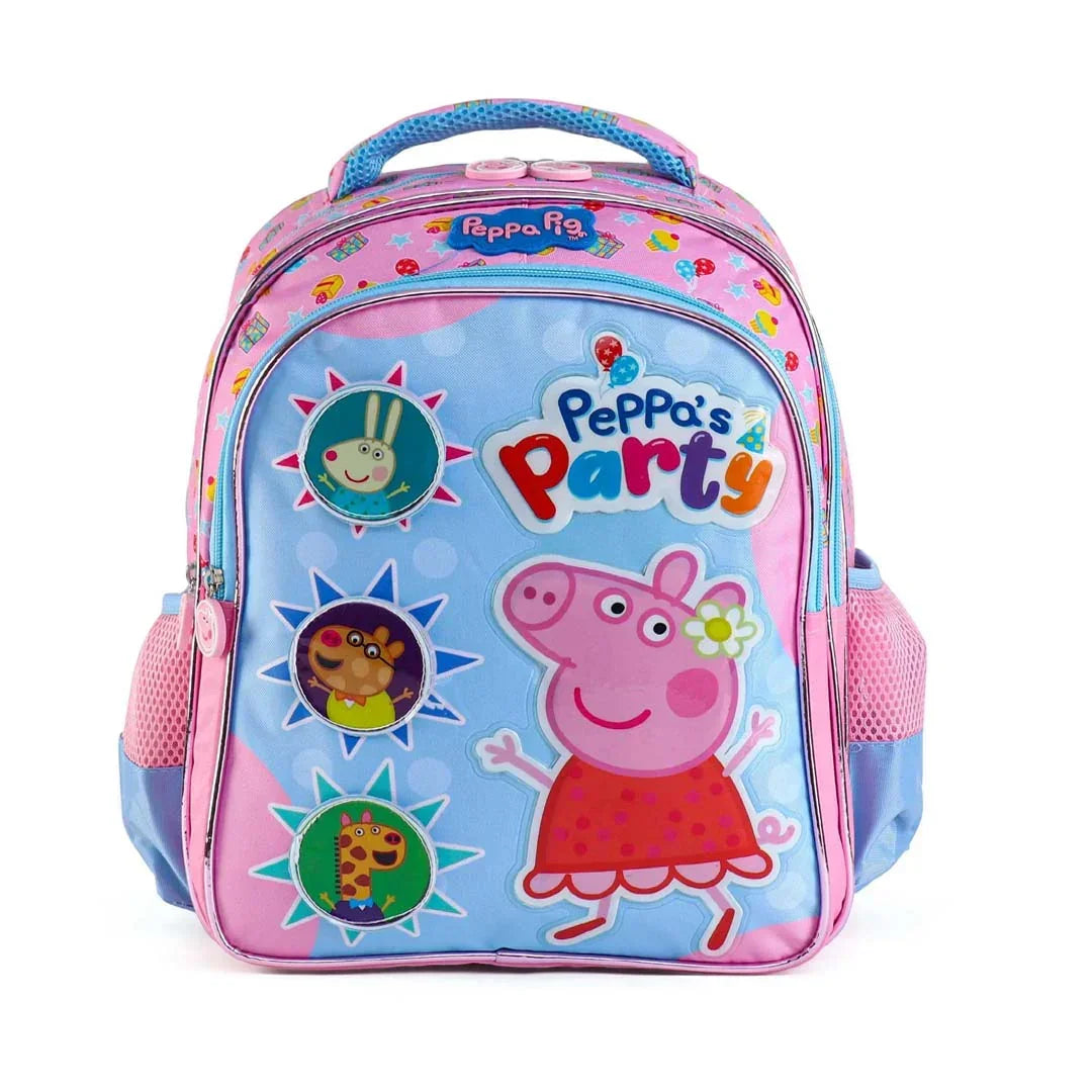 Peppa Pig Premium School Backpack Pink and Sky Blue - 16 inches - Jaiman Toys