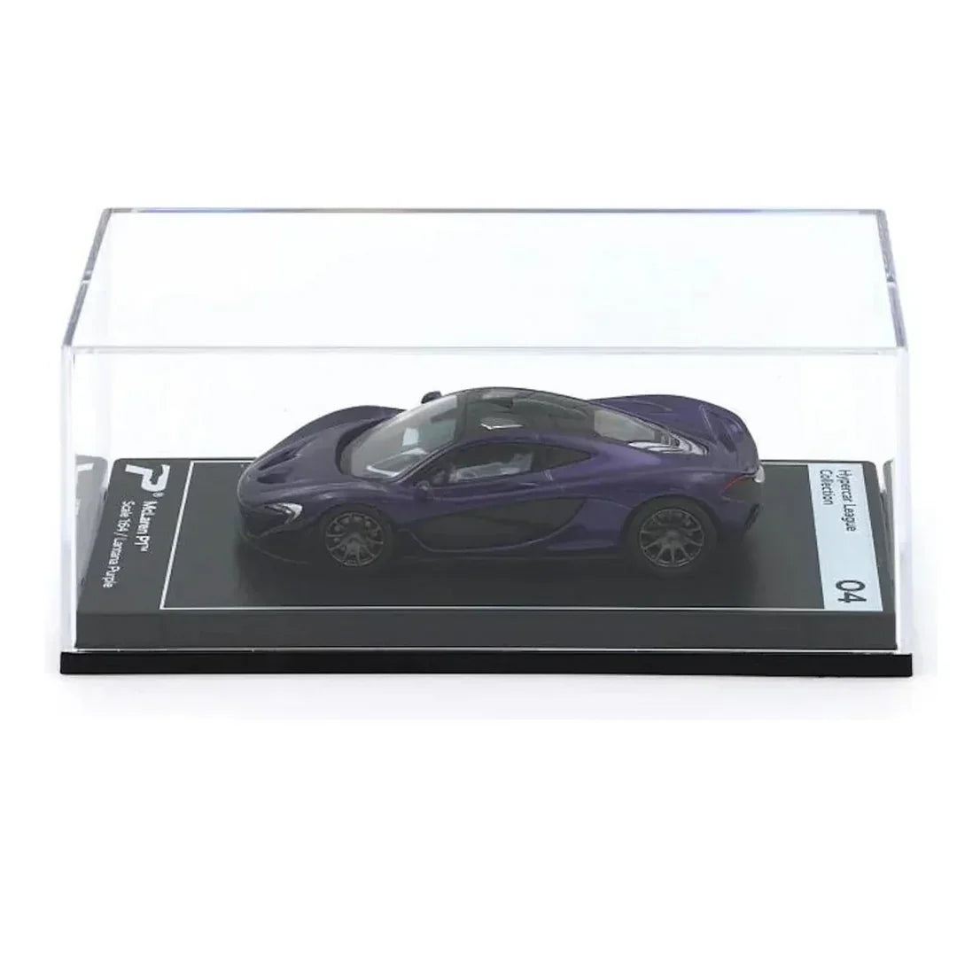 PosterCars H04 – McLaren P1 with Acrylic Box (Lantana Purple) 1:64 Diecast Car Model - Jaiman Toys
