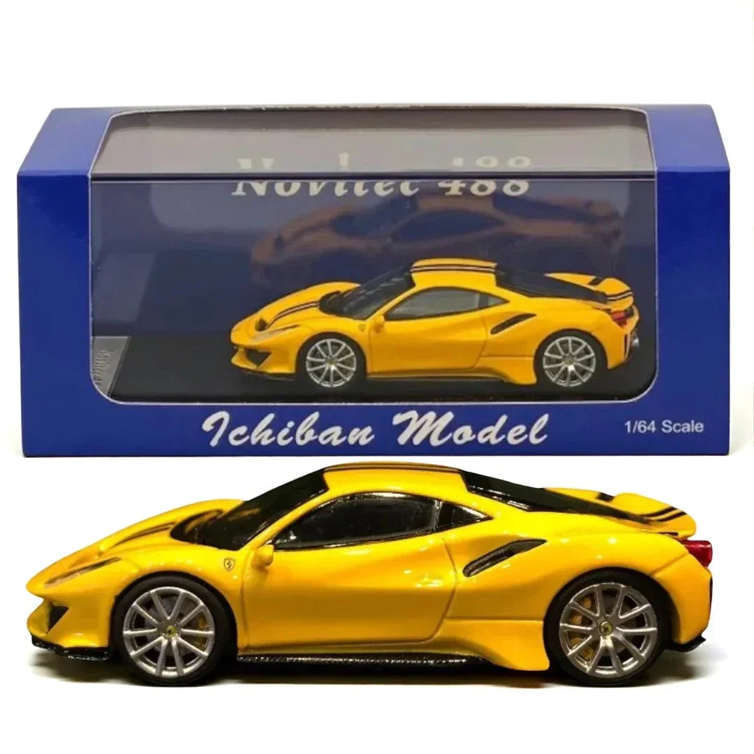 Ichiban 1:64 Model  Die-Cast Model of A Yellow Novitec 488