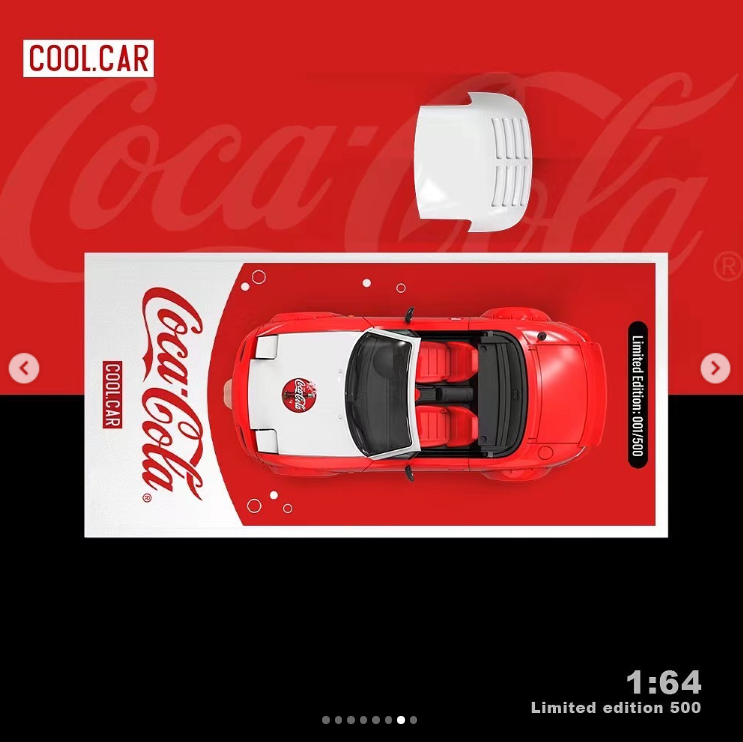 Cool Car 1:64 Mazda MX-5 Miata (NA) Coca-Cola Red & White Edition Diecast Model Car with Display Base & Figure – Limited Collector's Edition