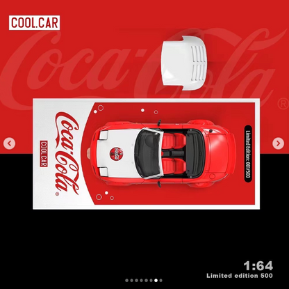 Cool Car 1:64 Mazda MX-5 Miata (NA) Coca-Cola Red & White Edition Diecast Model Car with Display Base & Figure – Limited Collector's Edition