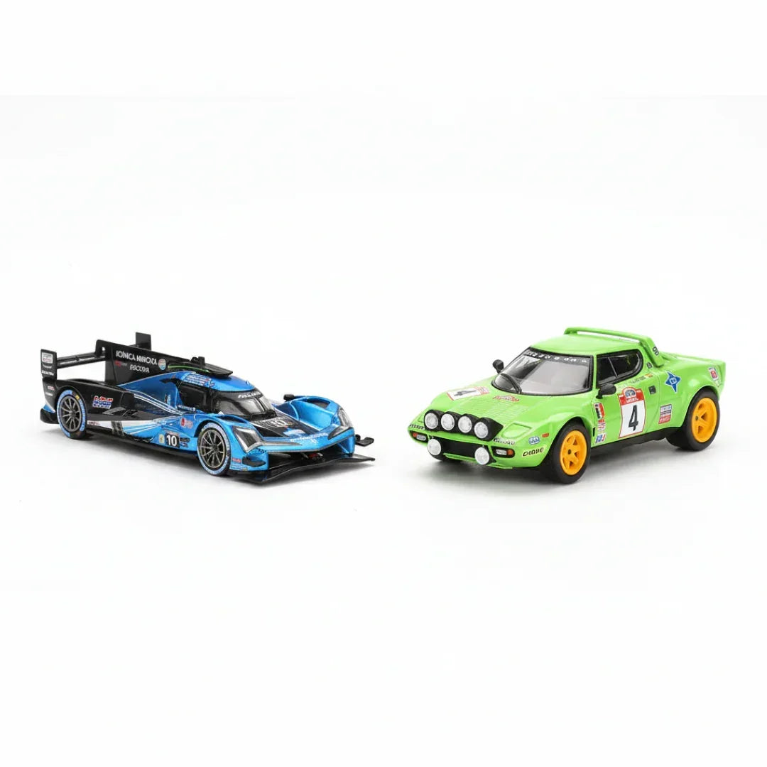 Mini GT 1:64 Duo Set Blister Pack Acura ARX-06 GTP Daytona 24H #10 + Lancia Stratos HF 1979 Rally Champion | Premium Diecast Models