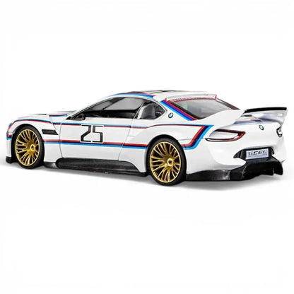 MSZ 1:32 BMW 3.0 CSL Die-Cast Model Car – White|Pull Back, Openable Doors, Light & Sound (68732A)