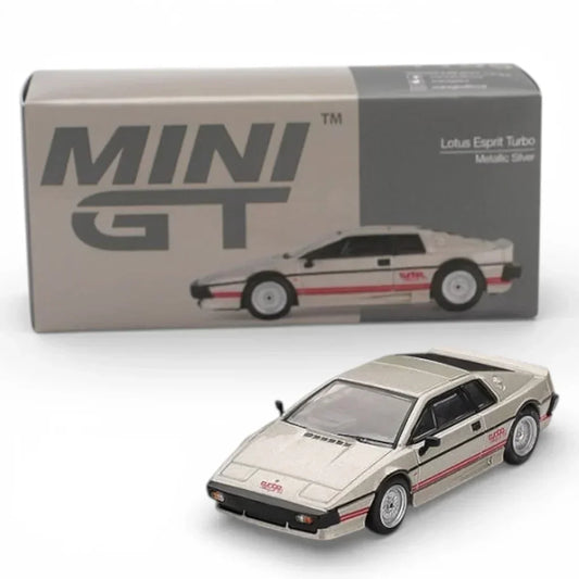 Mini GT 1:64 Scale Lotus Esprit Turbo Metalic Silver Die-Cast Model Car | Classic Sports Car | Collector Edition