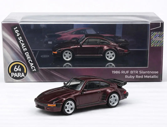 PARA64 1:64 RUF BTR Slantnose 1986 Ruby Red Metallic Diecast Model – Classic Supercar Collectible