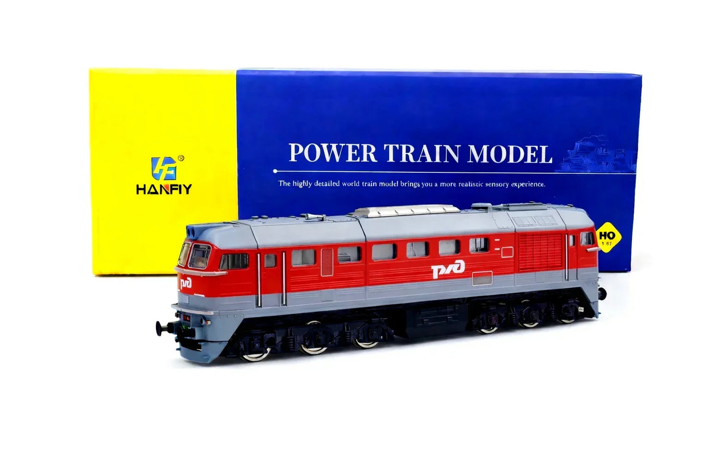 HANFIY 96430 M62 (RED) HO Scale Diesel Locomotive Power Train Model 96430-M62 – 1:87 Realistic Railway Engine