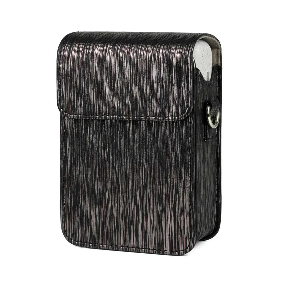 Protective PU Leather Case for Fujifilm Instax Mini LiPlay – Compact Camera Bag with Shoulder Strap - Black/Gold - Jaiman Toys