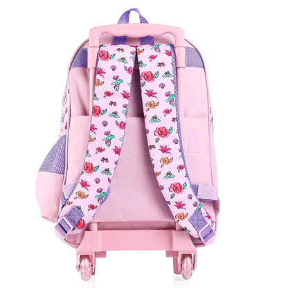 STRIDERS Disney Princess Trolley School backpack with PVC embossed Front Pocket Pink and Purple - 16 inches - Jaiman Toys