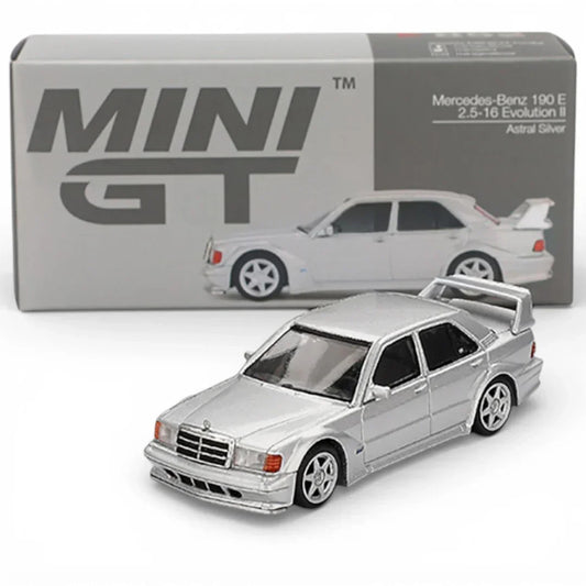 MINI GT 1:64 Mercedes-Benz 190E 2.5-16 Evolution II Astral Silver Diecast Model Car