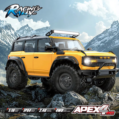 HB Toys Apex 4WD RC Off-Road Truck R1601 1:16 Scale 2.4GHz Remote Control Rock Crawler | Yellow Edition