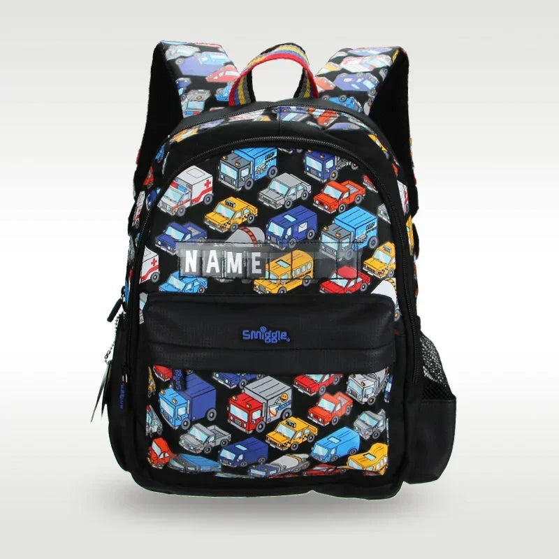 Smiggle School Bag : Cars Colorful & Stylish 14 Inch Backpack for Kids - Jaiman Toys