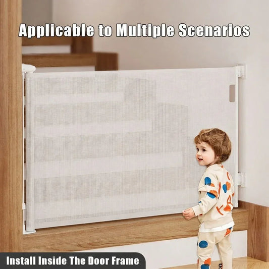 SG0021 Baby Safety Gate ,Extra Tall Retractable Stair Gate  Folding Baby & Pet Gate   | Adjustable Lower Bracket | Extra Height Protection