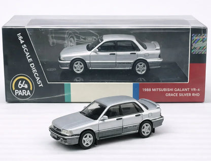 PARA64 1:64 1988 Mitsubishi Galant VR-4 Grace Silver RHD Diecast Model – Classic AWD Rally Sedan