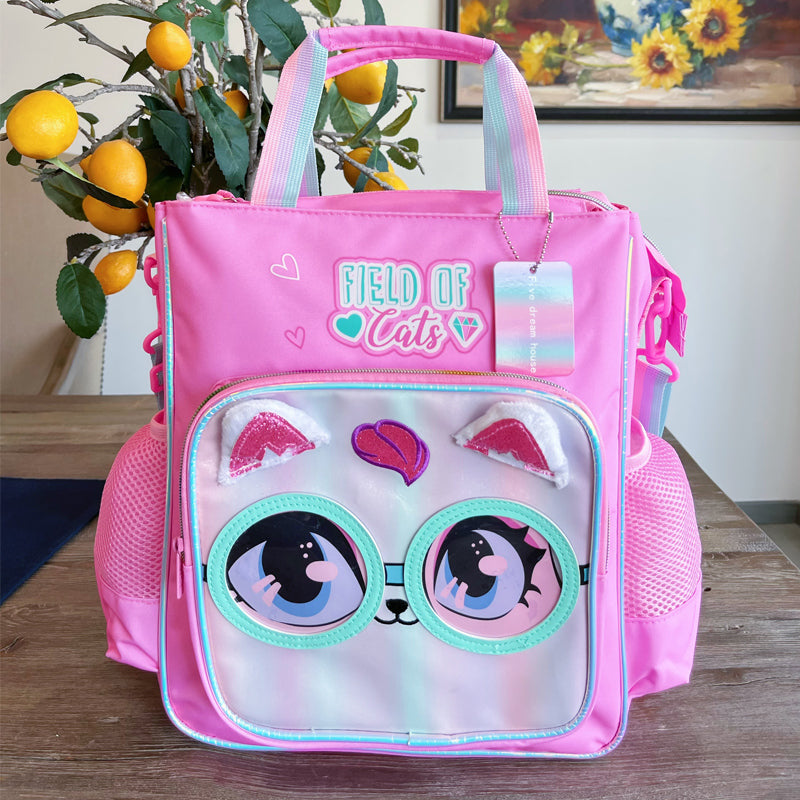 Vest Field of Cats Kids Backpack (32 x 26 cm) | Cute Cat-Themed School & Activity Bag with Side Mesh Pockets