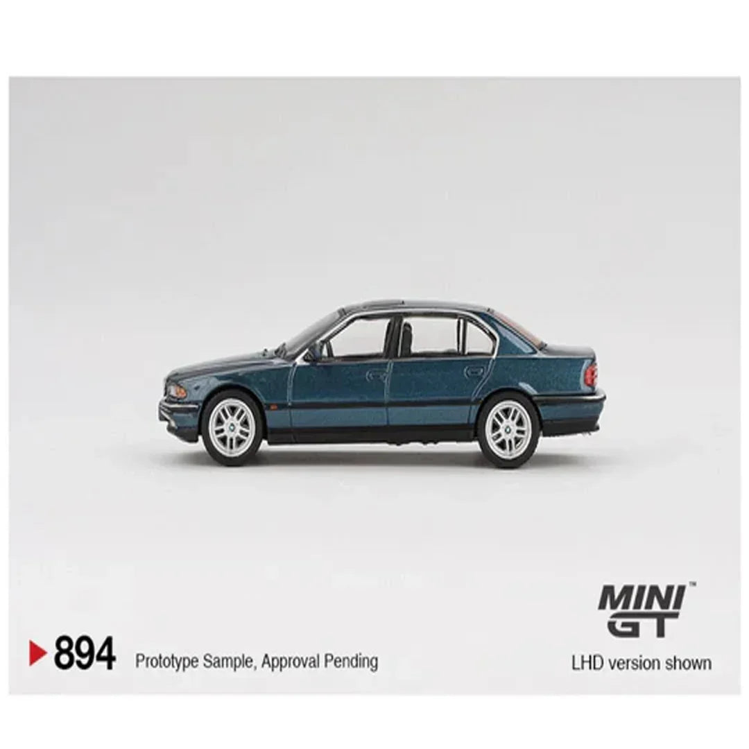 MINI GT 1:64 BMW 750IL Sorrento Blue Metallic Diecast Car – Premium Sedan Collector Model