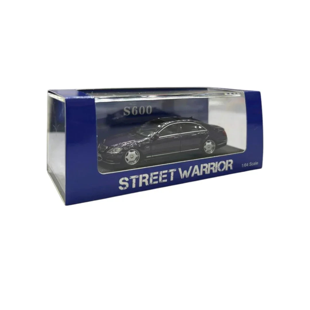 STREET WARRIOR 1:64 Mercedes-Benz S600 (W220) Die-Cast Model Car | Premium Luxury Sedan Collectible with Display Case | 3 Variants