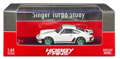 Hobby Fans 1/64 Scale Porsche 930 Singer Turbo Study White With Green Stripes Diecast Car Model - Jaiman Toys