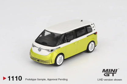 Mini GT 1:64 Volkswagen ID. Buzz Candy White Pomelo Yellow | Premium Electric Van Diecast Collector Model
