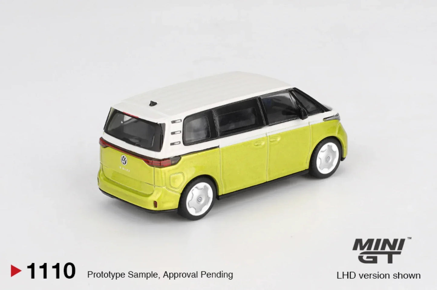 Mini GT 1:64 Volkswagen ID. Buzz Candy White & Pomelo Yellow Diecast Electric Van Model