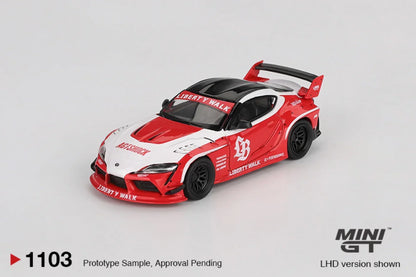 Mini GT 1:64 Duo Set LB★WORKS Lamborghini Huracán GT Gravity Blue + Toyota GR Supra Liberty Walk Red | Premium Diecast Collector Cars