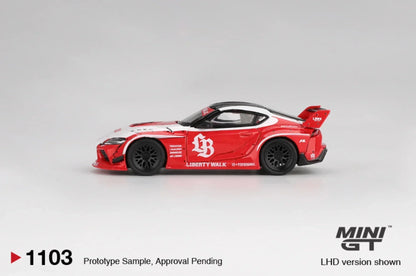 Mini GT 1:64 Duo Set LB★WORKS Lamborghini Huracán GT Gravity Blue + Toyota GR Supra Liberty Walk Red | Premium Diecast Collector Cars