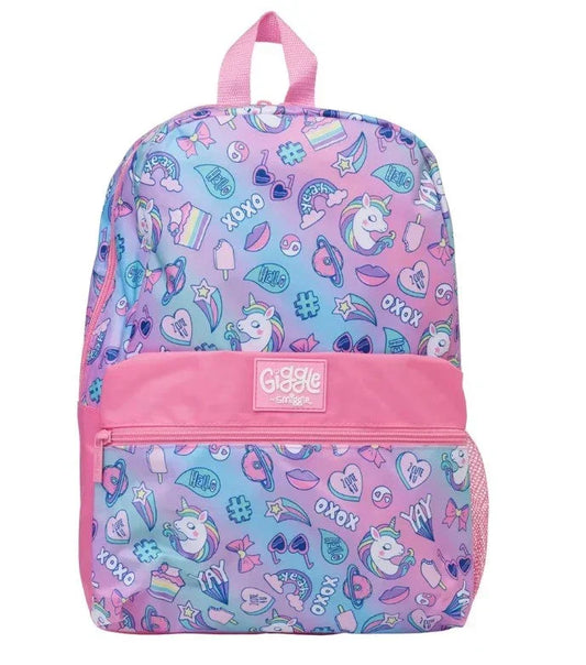 Smiggle Giggle Unicorn Backpack – Kids School Bag with Padded Straps, Multiple Compartments & Mesh Bottle Sleeve