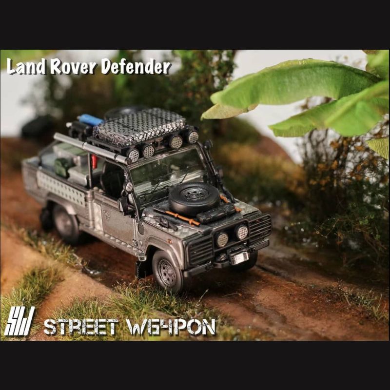Street Weapon 1:64 Land Rover Defender Pick Up – Tomb Raider Silver  Movie Version Diecast Model with Accessories