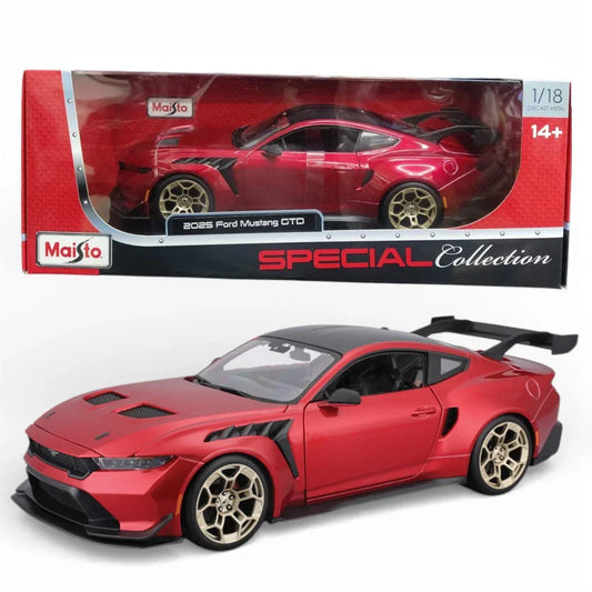 Maisto 1:18 2025 Ford Mustang GTD Red – Special Collection Diecast Metal Model Car (14+)