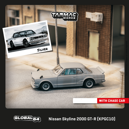 Tarmac Works GLOBAL64 1:64 Nissan Skyline 2000 GT-R (KPGC10) Silver Diecast Model Car (T64G-043-SL)