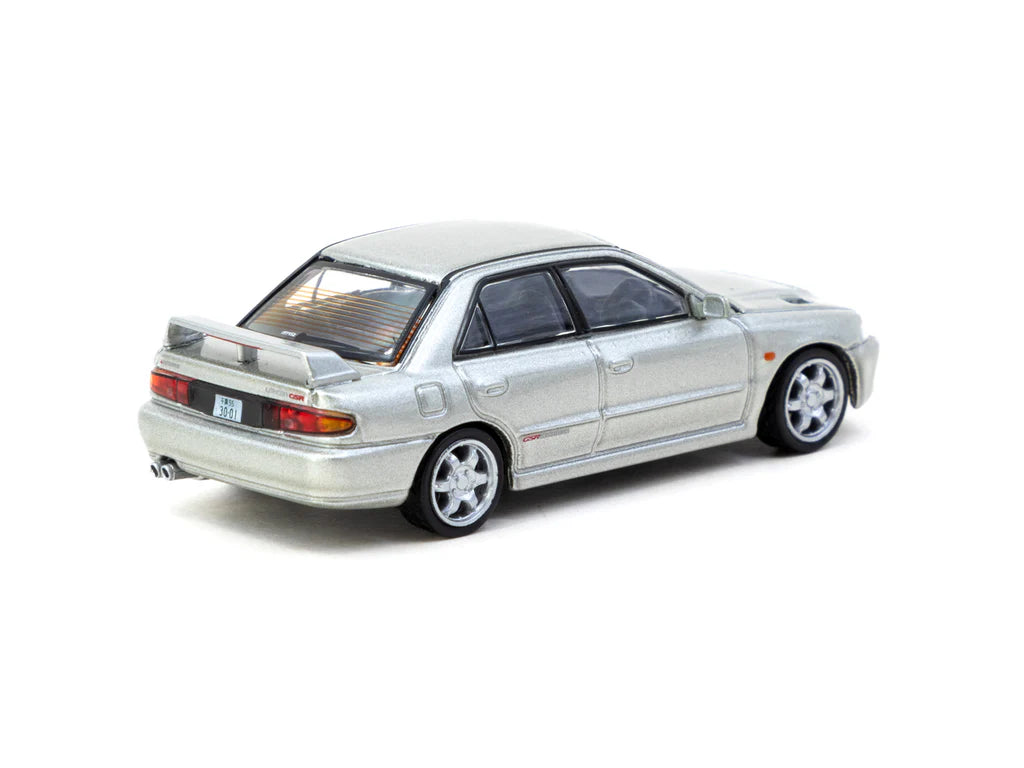 Tarmac Works 1:64 Mitsubishi Lancer GSR Evolution Silver Special Edition with Tarmac Cards Diecast Model Car (T64G-048-SL)