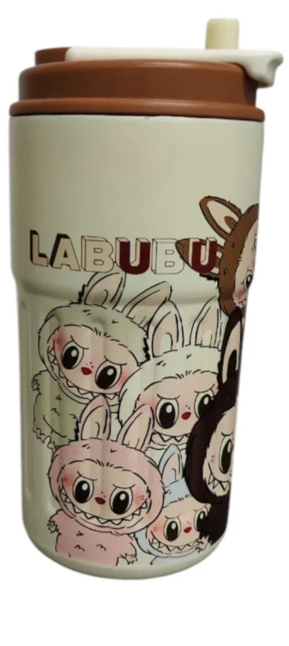 Labubu Stainless Steel Vacuum Sipper Water Bottle –350ml | Hot & Cold Insulated Bottle for Kids & Travel - Jaiman Toys