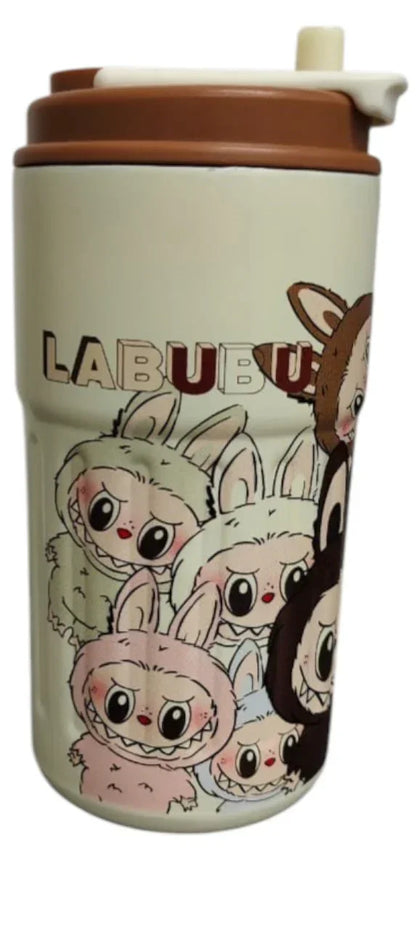 Labubu Stainless Steel Vacuum Sipper Water Bottle –350ml | Hot & Cold Insulated Bottle for Kids & Travel - Jaiman Toys