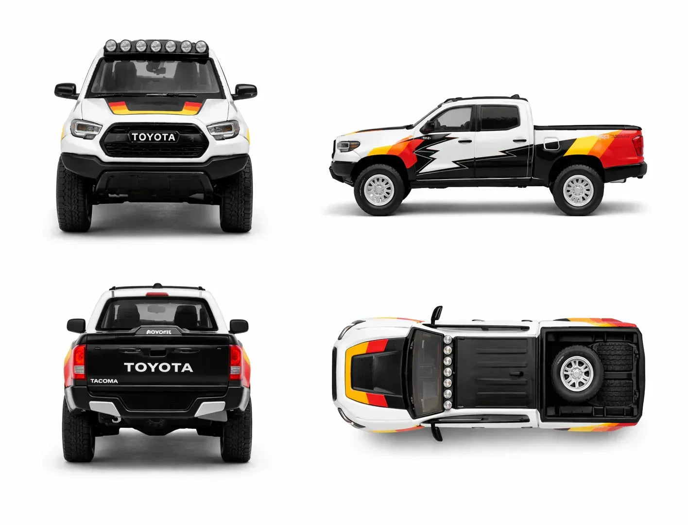 GCD Toyota Tacoma Off-Road Pickup Diecast Model 1:64 Scale – Rally Style Collector Truck with Roof Lights & Display Box