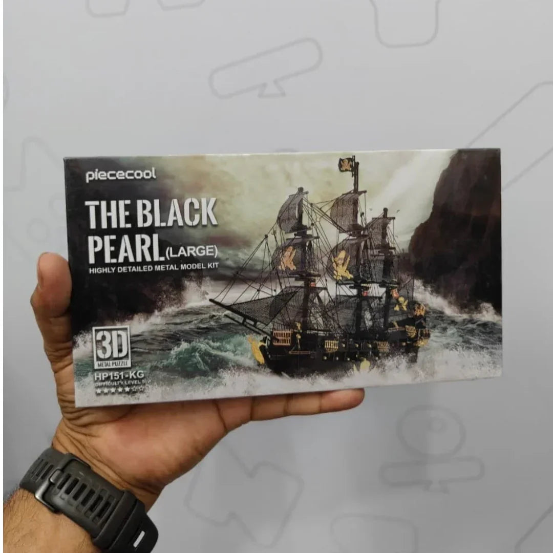 Piececool 3D Metal Puzzle The Black Pearl Pirate Ship (Large) – 307 Pieces – Level 5 Difficulty – Stainless Steel DIY Model Kit