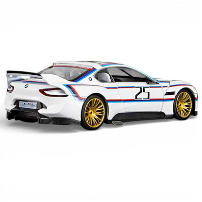 MSZ 1:32 BMW 3.0 CSL Die-Cast Model Car – White|Pull Back, Openable Doors, Light & Sound (68732A)