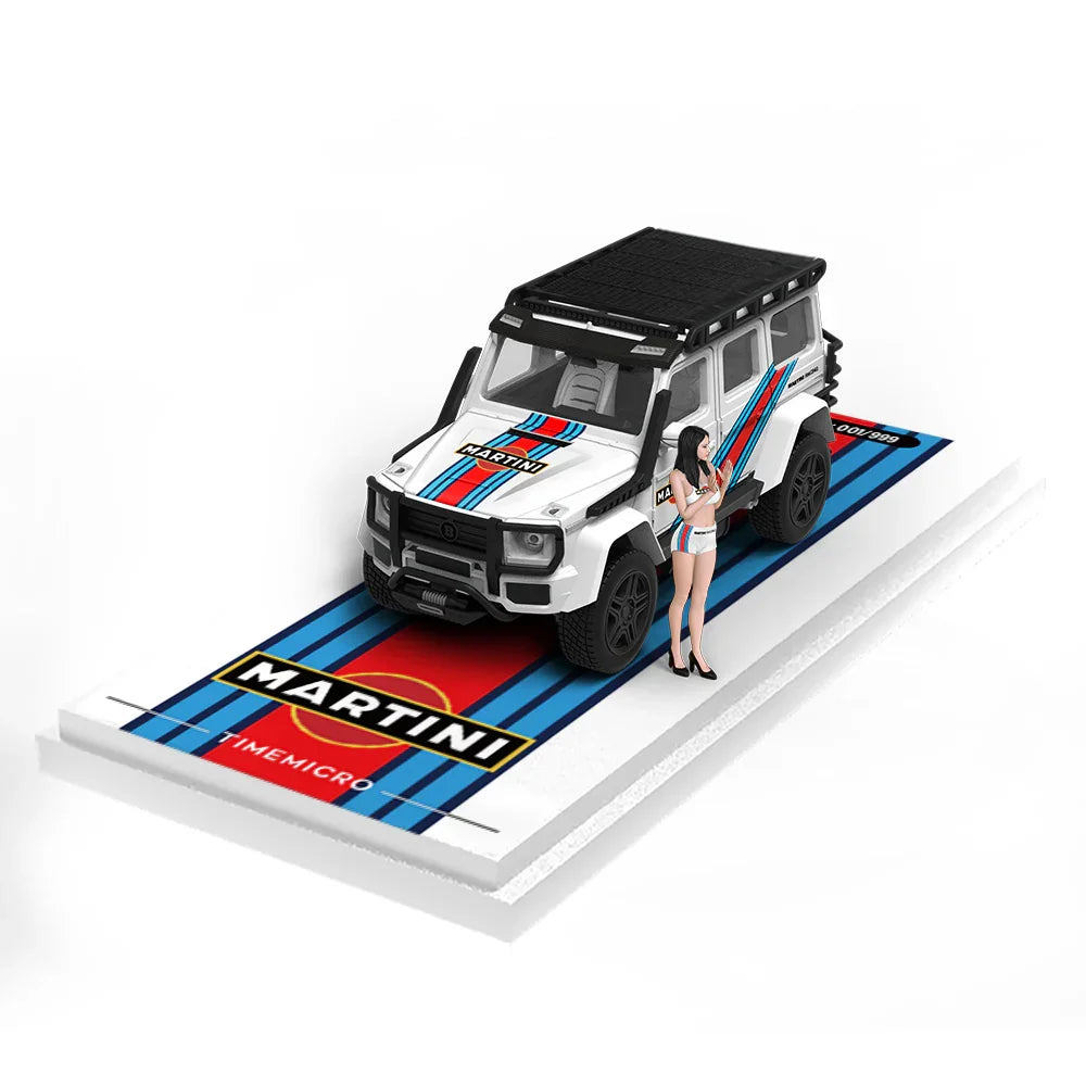 Time Micro Mercedes-Benz G550 Martini Figure Edition 1:64 Scale Diecast Model Car | Premium Metal Collector SUV | Display Base, Acrylic Case & Figure Included | Limited Edition | 14+