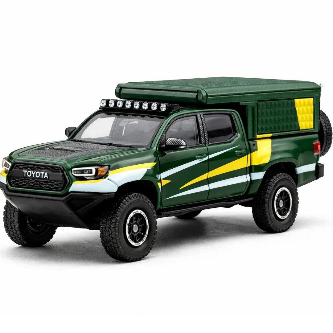 GCD Toyota Off-Road Tacoma Camper Diecast Car 1:64 Scale – Camper Roof Tent SUV Truck Collector Model