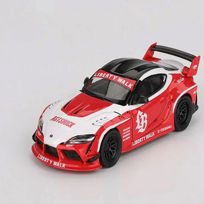MINI GT 1:64 LB Works Toyota GR Supra Red & White 1:64 Diecast Model – Liberty Walk Widebody Collector Car