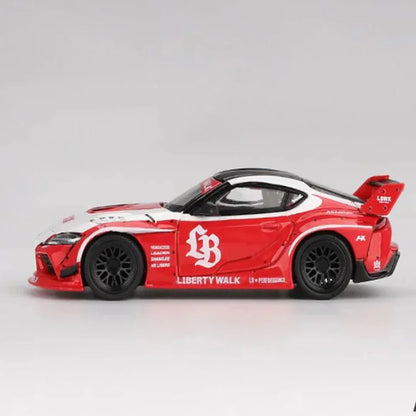 MINI GT 1:64 LB Works Toyota GR Supra Red & White 1:64 Diecast Model – Liberty Walk Widebody Collector Car