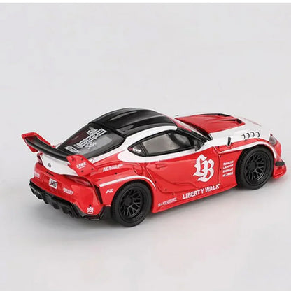 MINI GT 1:64 LB Works Toyota GR Supra Red & White 1:64 Diecast Model – Liberty Walk Widebody Collector Car