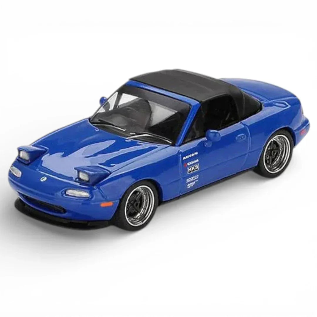 Mini GT 1:64 Volkswagen ID. Buzz Candy White Pomelo Yellow + Mazda Miata MX-5 NA Tuned Dark Blue Diecast Duo Set
