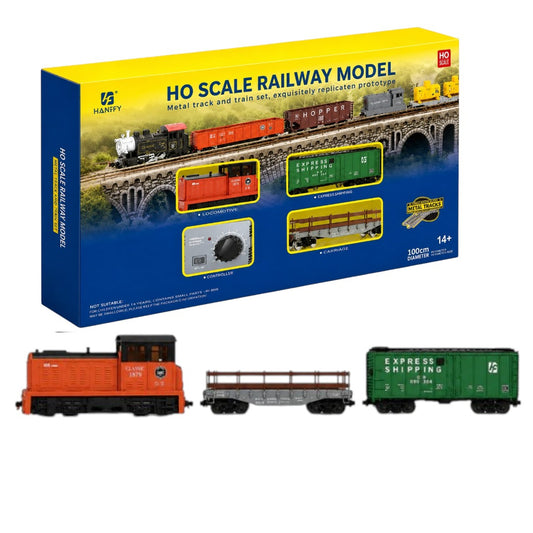HANFIY 66110A - DDT DIESEL SET - HO Scale 1:87 Electric Train Set with Metal Circular Track & Controller –  Railway Model Kit (100cm Loop)