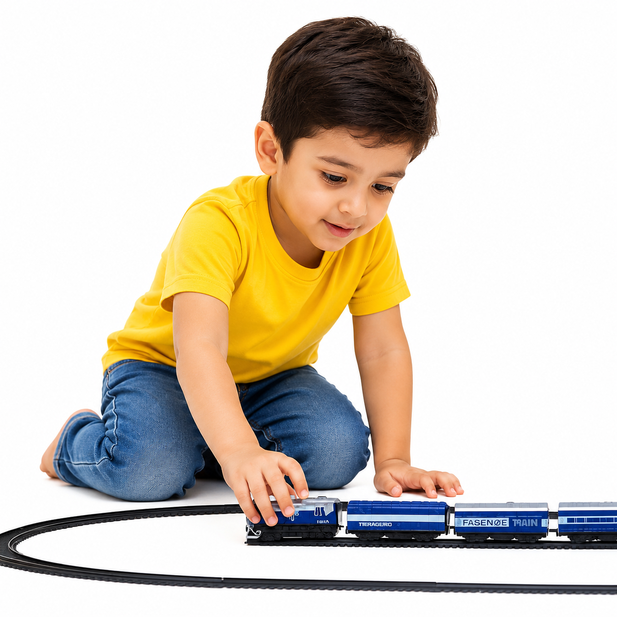 Centy Passenger Toy Train Set with Track | Battery Operated Indian Railway Train | LED Light | Age 3+