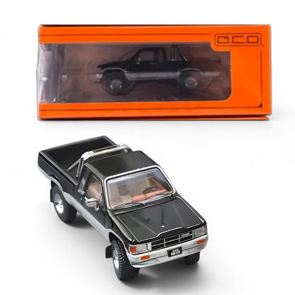 GCD Toyota Hilux SR5 Black & Silver 1:64 Scale Diecast Model Car KS-062-515 | Full Metal Pickup Truck Collectible with Display Base