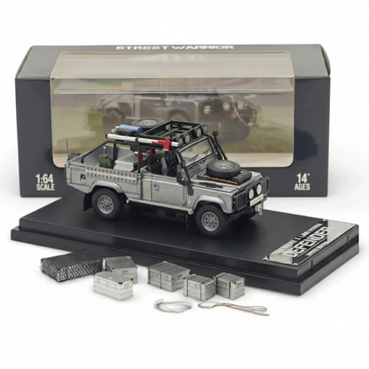 Street Weapon 1:64 Land Rover Defender Pick Up – Tomb Raider Silver  Movie Version Diecast Model with Accessories