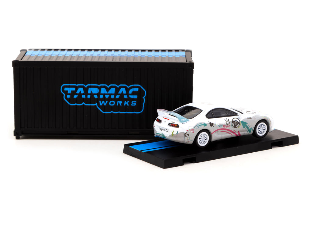 Tarmac Works HOBBY64 1:64 Toyota Supra RZ Logitech G Aurora with Container Diecast Model Car (T64-011-LGT22)