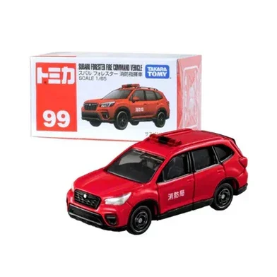 Tomica 99 SUBARU FORESTER FIRE COMMAND VEHICLE- TAKARA TOMY -Diecast Scale Model Car - 1/65 - Jaiman Toys