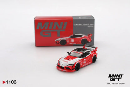Mini GT 1:64 Duo Set LB★WORKS Lamborghini Huracán GT Gravity Blue + Toyota GR Supra Liberty Walk Red | Premium Diecast Collector Cars