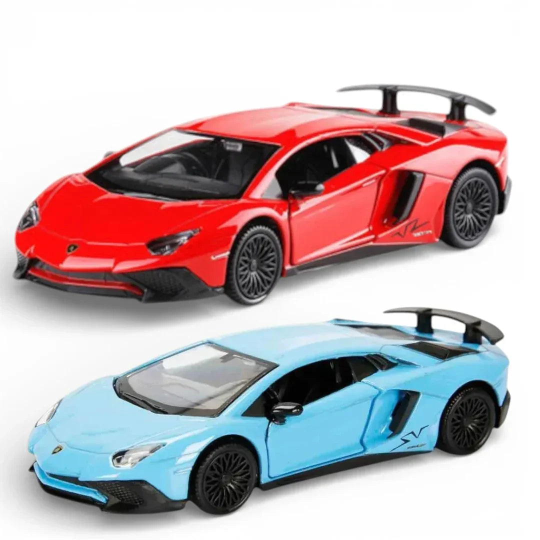 RMZ City 1:36 Lamborghini Aventador SV Coupe Diecast Car – Opening Doors, Pull Back Action (Red & Blue Variants)
